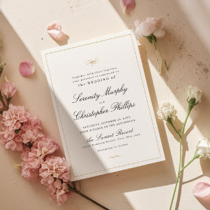 Klassieke elegantie script zwart-wit bruiloft in kaart