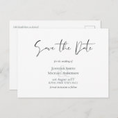 Klassieke Elegantie Witte Script Save the Date Bud Briefkaart (Voorkant / Achterkant)