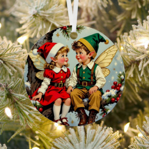 Klassieke Elfen Fee Kinderen Kerstmis Persoonlijk Metalen Ornament