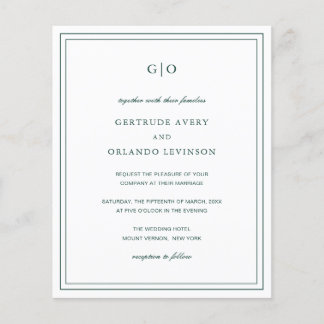 Klassieke Emerald Green Budget Huwelijksuitnodigin