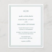 Klassieke Emerald Green Budget Huwelijksuitnodigin