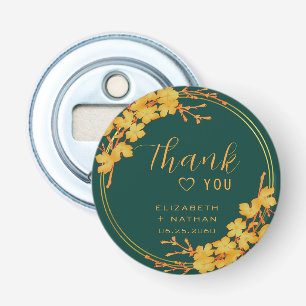 Klassieke Emerald Green & Gold Weddenschap Harteli Button Flesopener