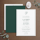 Klassieke Emerald Green Script Monogram Weddenscha Kaart