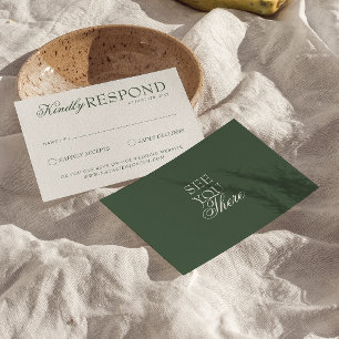 Klassieke Emerald Groene Boho Oud Geld Trouwen RSVP Kaartje