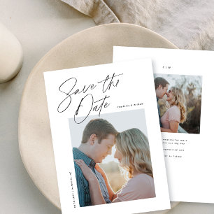 Klassieke en chique typografische foto save the date