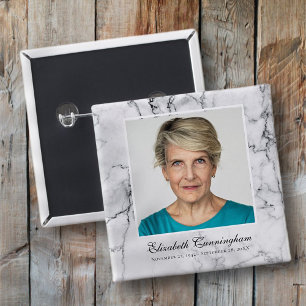 Klassieke en eenvoudige foto-marmer vierkante button 5,1 cm