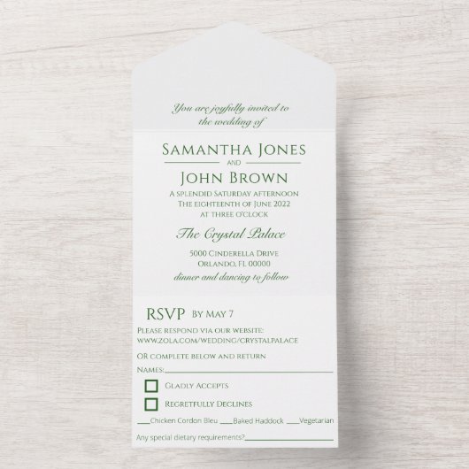 Klassieke en eenvoudige huwelijksuitnodiging all in one uitnodiging (Binnen)