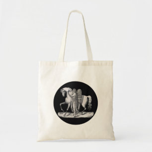 Klassieke engel naast het majestueuze paard tote bag