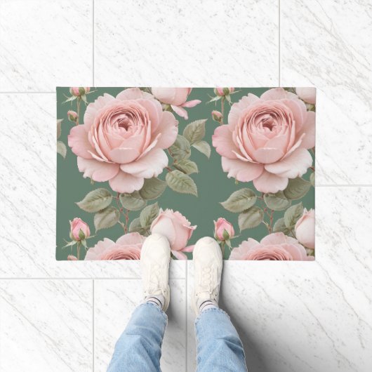 Klassieke Engelse Rozen In Blosroze  Deurmat (Binnen)