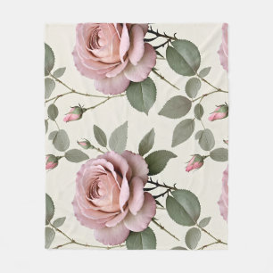 Klassieke Engelse Rozen In Zachte Tinten Roze Fleece Deken