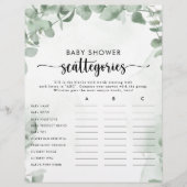 Klassieke Eucalyptus Baby shower Scatories Game (Voorkant)