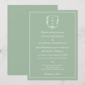 Klassieke Eucalyptus Floral Crest Monogram Huwelij Kaart (Voorkant / Achterkant)