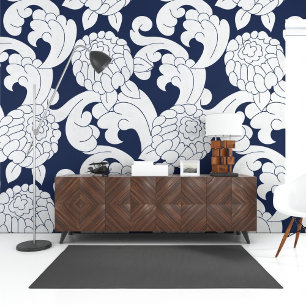 Klassieke Europese witte bloemen motieven Behang