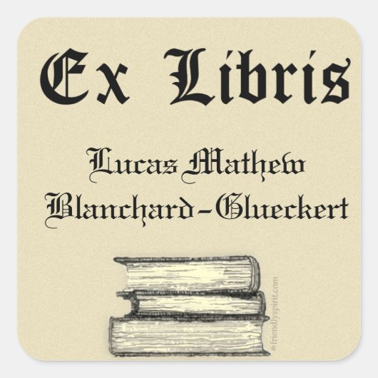 Klassieke Ex Libris Bookplaat Vierkante Sticker (Voorkant)