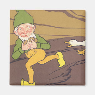 Klassieke fabel van de gans die het gouden ei legd magneet