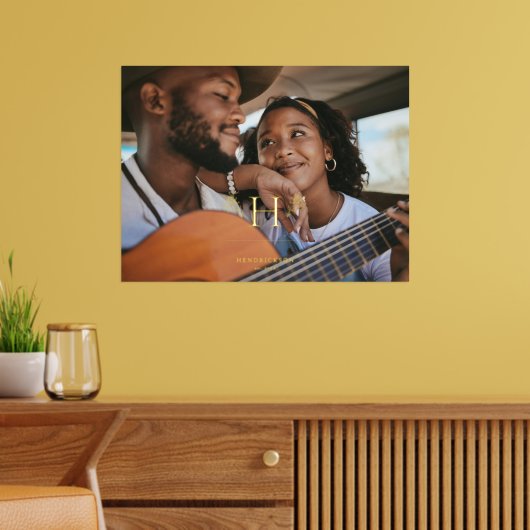 Klassieke familie monogram foto & naam folie afdrukken (Insitu (Woonkamer))