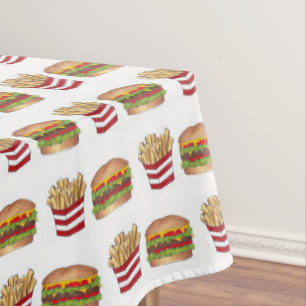 Klassieke Fast Food Pairing Burger and French Frie Tafelkleed