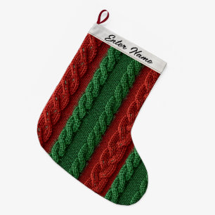 Klassieke Faux Cable-Knit Kerstkous Grote Kerstsok