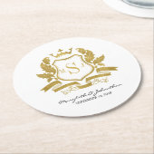 Klassieke Faux Gold Crest Weddenpapier Onderzetter (Gebogen)