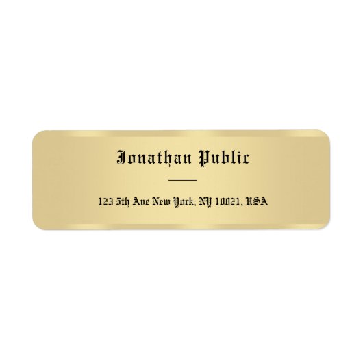 Klassieke Faux Gold Old Style Text Script Sjabloon Etiket (Voorkant)