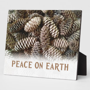 Klassieke feestdag Pine Kone Peace on Earth Fotoplaat