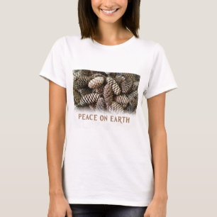 Klassieke feestdag Pine Kone Peace on Earth T-shirt