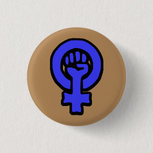 Klassieke Feminist Sign Button Blue en Black