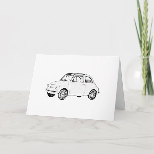 Klassieke fiat 500 zwarte en witte potloodschets kaart (Voorkant)