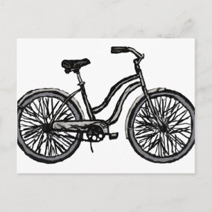 Klassieke fiets, lijntekenproducten briefkaart