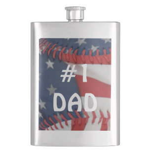 Klassieke fles/Amerikaanse vlag Baseball #1 Pap Heupfles