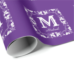 Klassieke Floral Aangepaste Monogram Naam Cadeaupapier