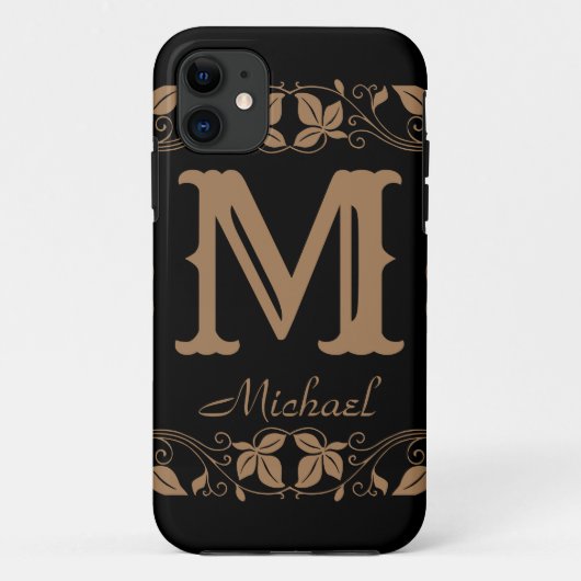  Klassieke Floral Aangepaste Monogram Naam Case-Mate iPhone Case (Achterkant)