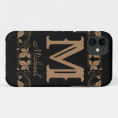 Klassieke Floral Aangepaste Monogram Naam Case-Mate iPhone Case (Achterkant (horizontaal))