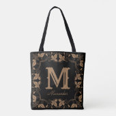  Klassieke Floral Aangepaste Monogram Naam Draagtas (Achterkant)