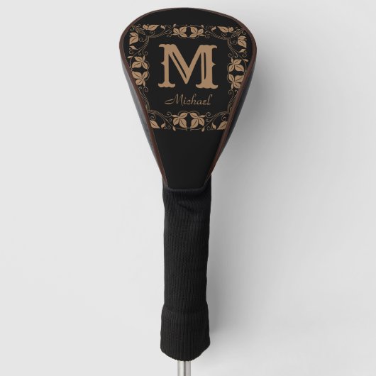 Klassieke Floral Aangepaste Monogram Naam Golfheadcover (Voorkant)