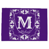  Klassieke Floral Aangepaste Monogram Naam Groot Cadeauzakje (Achterkant)