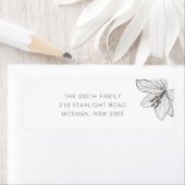 Klassieke Floral Black & White Return-adreslabel Etiket (Insitu)