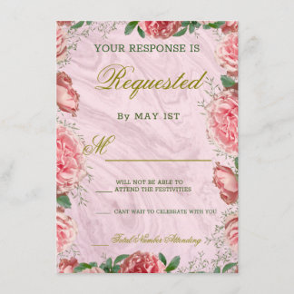 Klassieke Floral Blush Greenery Wedding RSVP Kaart
