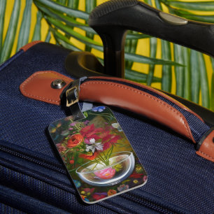 Klassieke Floral, nog steeds leven Bagagelabel