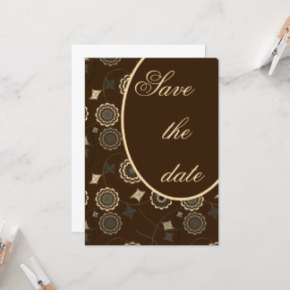 Klassieke Floral Pattern Brown Save the Date Kaart