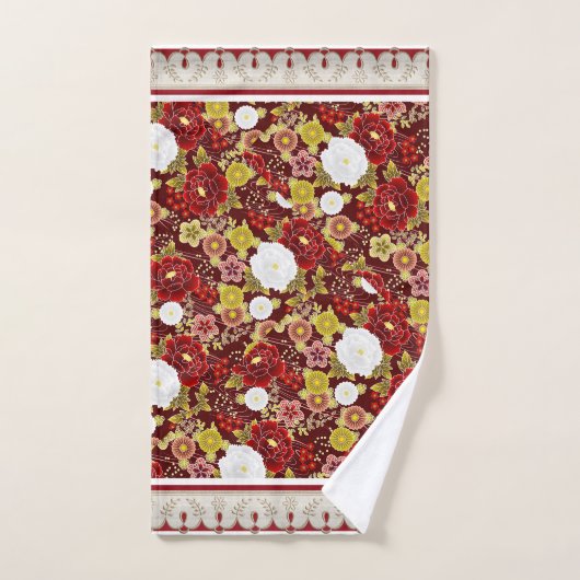 Klassieke Florals Rust, Bruin, Olijf Bad Handdoek (Handdoek)