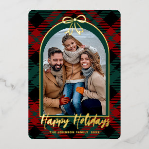 Klassieke Fluwelen Kerst FOTO Groet Goud Folie Feestdagenkaart