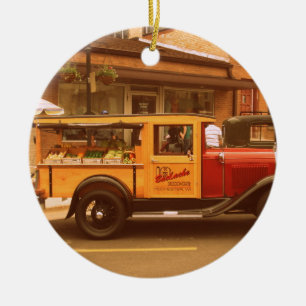 Klassieke foodtruck keramisch ornament