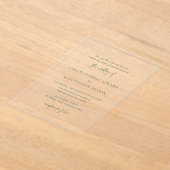Klassieke Forest Green Elegant Wedding Acryl Uitnodigingen (Laagn)