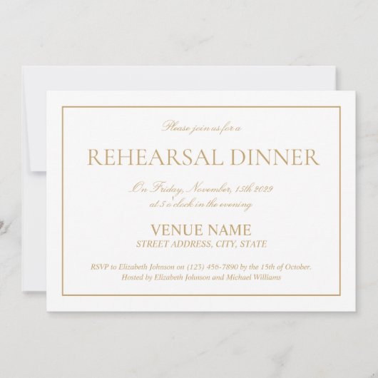 Klassieke formele Gold Script repesial Dinner Kaart (Voorkant)