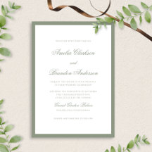Klassieke formele Sage Green Border & Script Weddi