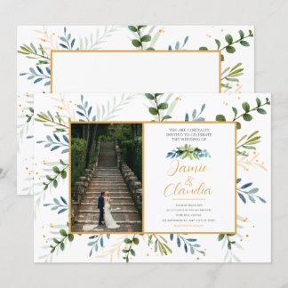 Klassieke formele trouwuitnodigingen eucalyptus kaart
