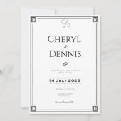 Klassieke formele zwart-wit bruiloft kaart (Voorkant)