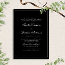 Klassieke Formele Zwart & Wit Rand Script Bruiloft