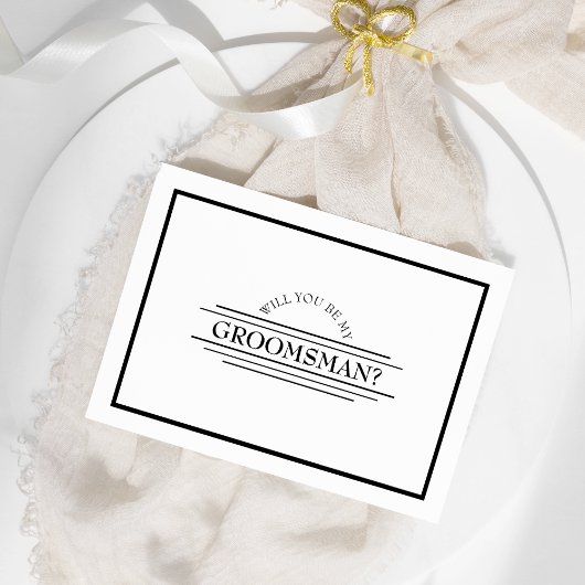 Klassieke formele zwarte witte bruidsjonker-voorst kaart